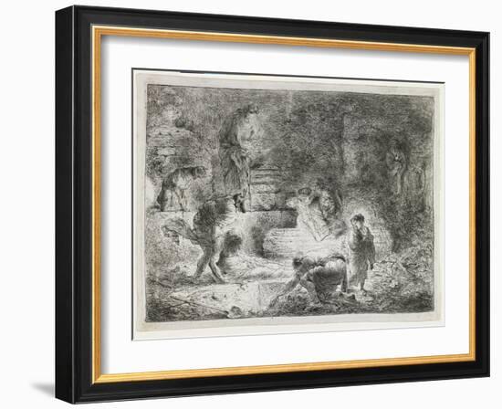 Tobit Burying the Dead, C. 1650-Giovanni Benedetto Castiglione-Framed Giclee Print
