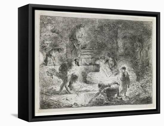 Tobit Burying the Dead, C. 1650-Giovanni Benedetto Castiglione-Framed Premier Image Canvas