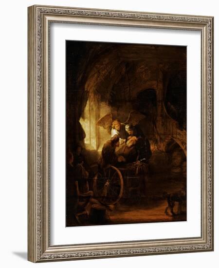 Tobit Heals His Father's Blindness-Rembrandt van Rijn-Framed Giclee Print