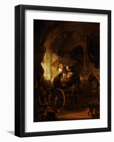 Tobit Heals His Father's Blindness-Rembrandt van Rijn-Framed Giclee Print