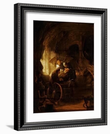 Tobit Heals His Father's Blindness-Rembrandt van Rijn-Framed Giclee Print