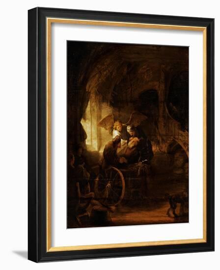 Tobit Heals His Father's Blindness-Rembrandt van Rijn-Framed Giclee Print