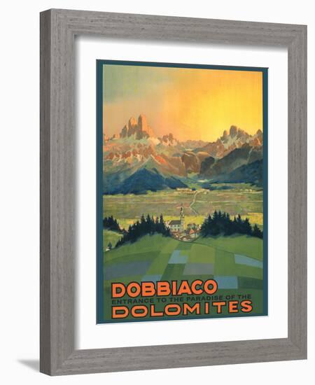 Toblach (Dobbiaco), Italy - The Paradise of the Dolomites - Vintage Travel Poster, 1920s-Pacifica Island Art-Framed Art Print