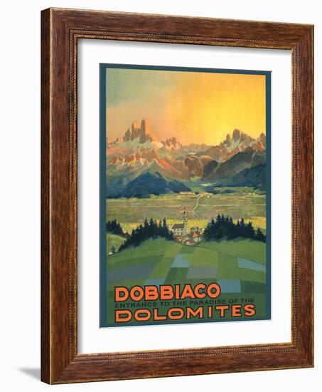 Toblach (Dobbiaco), Italy - The Paradise of the Dolomites - Vintage Travel Poster, 1920s-Pacifica Island Art-Framed Art Print