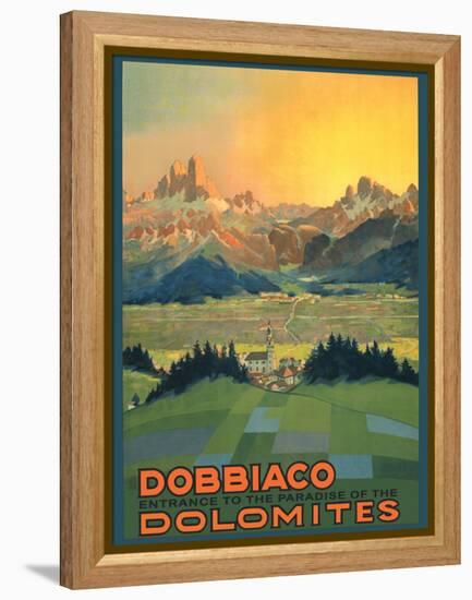 Toblach (Dobbiaco), Italy - The Paradise of the Dolomites - Vintage Travel Poster, 1920s-Pacifica Island Art-Framed Stretched Canvas