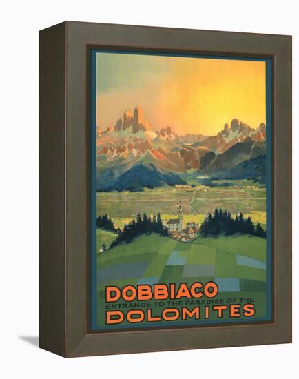 Toblach (Dobbiaco), Italy - The Paradise of the Dolomites - Vintage Travel Poster, 1920s-Pacifica Island Art-Framed Stretched Canvas