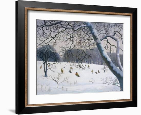 Tobogganing at the Golf Course-Walter Bell-Currie-Framed Giclee Print