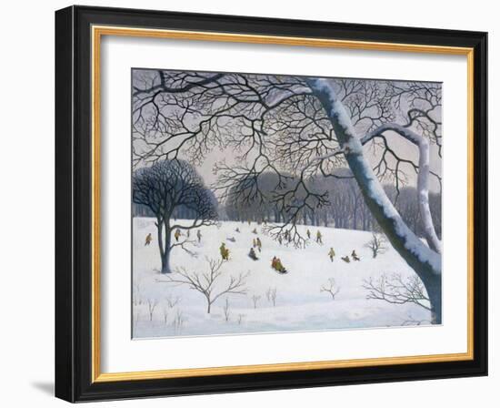 Tobogganing at the Golf Course-Walter Bell-Currie-Framed Giclee Print