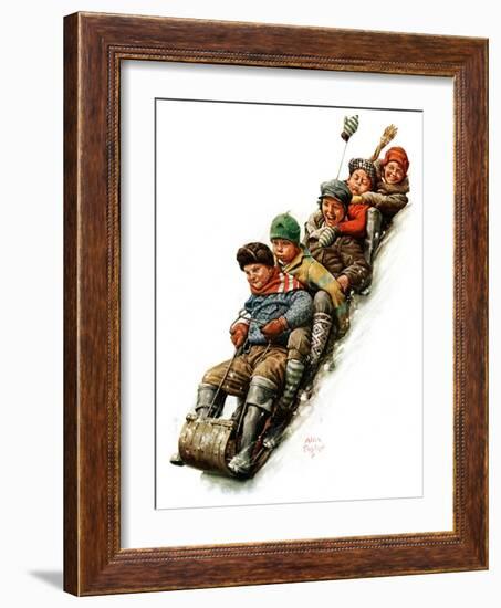 "Tobogganing,"January 7, 1928-Alan Foster-Framed Giclee Print