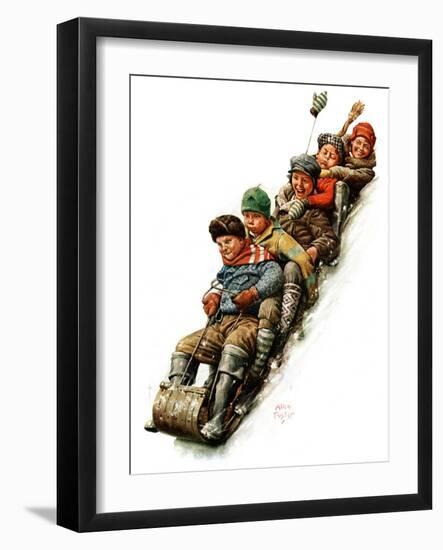 "Tobogganing,"January 7, 1928-Alan Foster-Framed Giclee Print