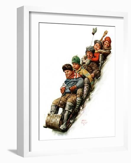 "Tobogganing,"January 7, 1928-Alan Foster-Framed Giclee Print