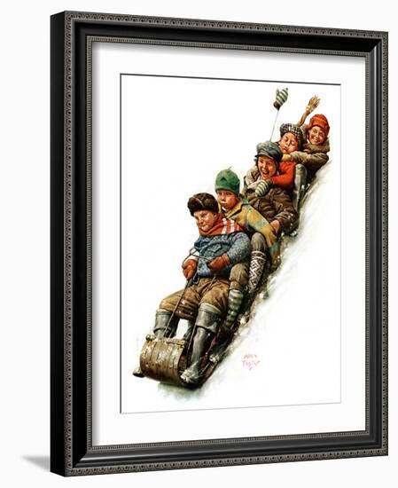 "Tobogganing,"January 7, 1928-Alan Foster-Framed Giclee Print