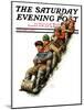 "Tobogganing," Saturday Evening Post Cover, January 7, 1928-Alan Foster-Mounted Giclee Print