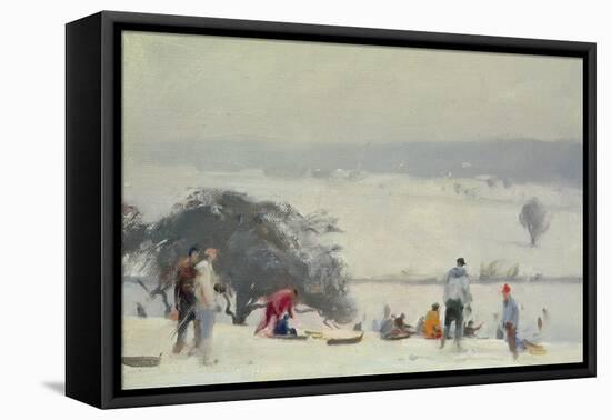 Tobogganing, the Meads, Hertford-Trevor Chamberlain-Framed Premier Image Canvas