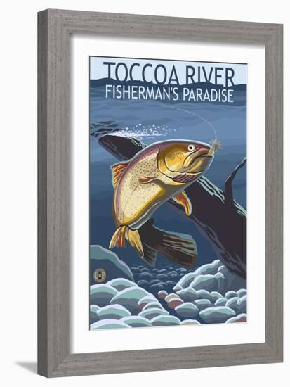 Toccoa River - Trout under Water-Lantern Press-Framed Art Print