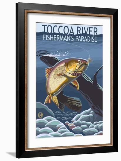 Toccoa River - Trout under Water-Lantern Press-Framed Art Print