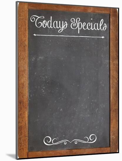 Today Specials - White Chalk Menu Sign on a Vintage Slate Blackboard-PixelsAway-Mounted Art Print