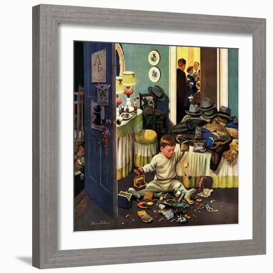 "Toddler Empties Purses", November 22, 1952-Stevan Dohanos-Framed Giclee Print