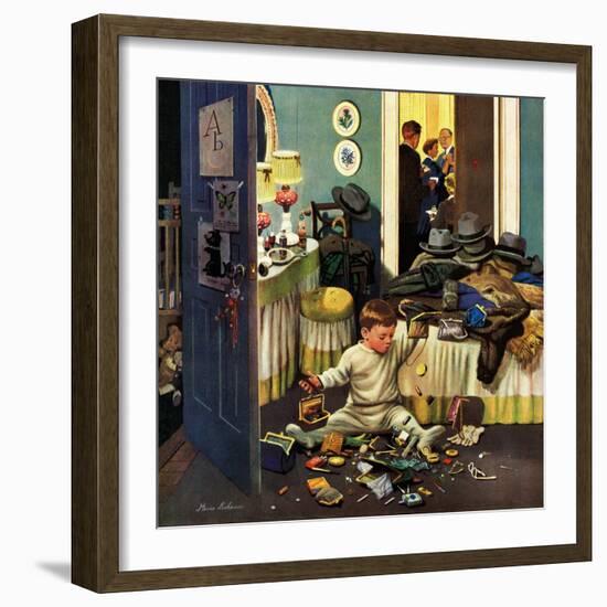 "Toddler Empties Purses", November 22, 1952-Stevan Dohanos-Framed Giclee Print