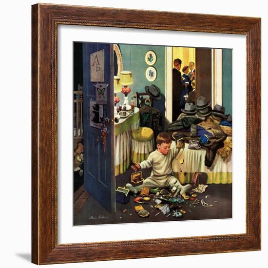 "Toddler Empties Purses", November 22, 1952-Stevan Dohanos-Framed Giclee Print