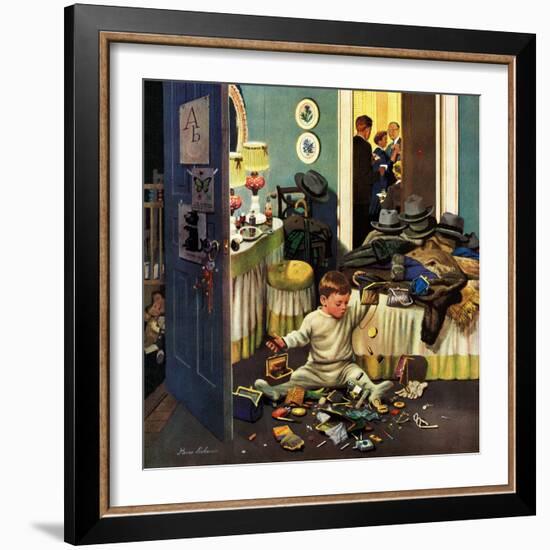 "Toddler Empties Purses", November 22, 1952-Stevan Dohanos-Framed Giclee Print