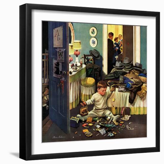 "Toddler Empties Purses", November 22, 1952-Stevan Dohanos-Framed Giclee Print