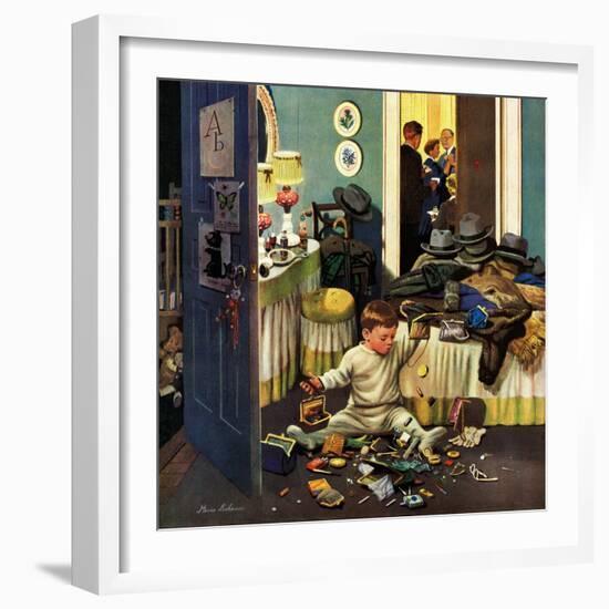 "Toddler Empties Purses", November 22, 1952-Stevan Dohanos-Framed Giclee Print