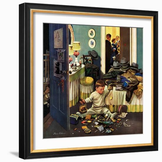 "Toddler Empties Purses", November 22, 1952-Stevan Dohanos-Framed Giclee Print