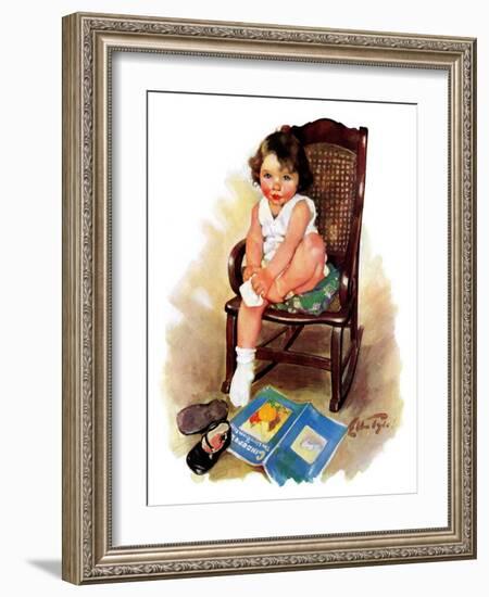 "Toddler in Rocker,"November 12, 1932-Ellen Pyle-Framed Giclee Print