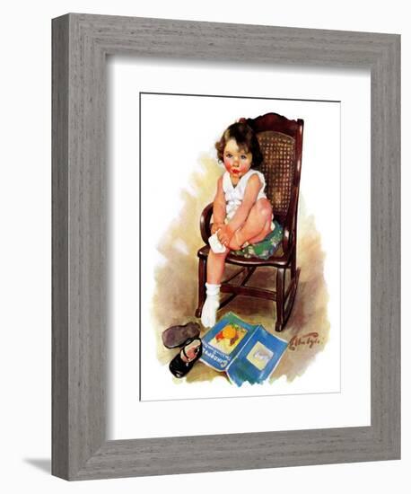 "Toddler in Rocker,"November 12, 1932-Ellen Pyle-Framed Giclee Print