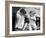 Toddler Trying to Brush Dog's Teeth-null-Framed Photographic Print