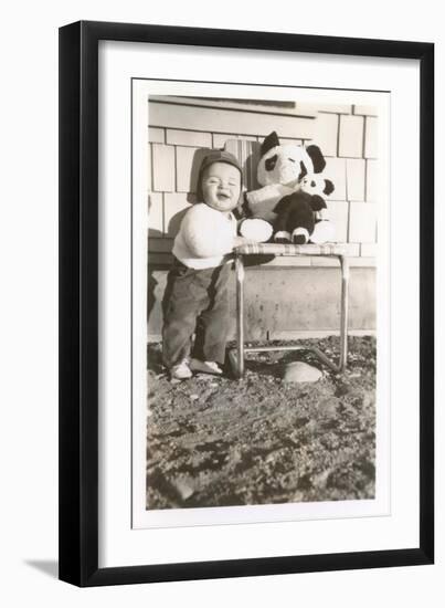 Toddler with Stuffed Panda--Framed Art Print