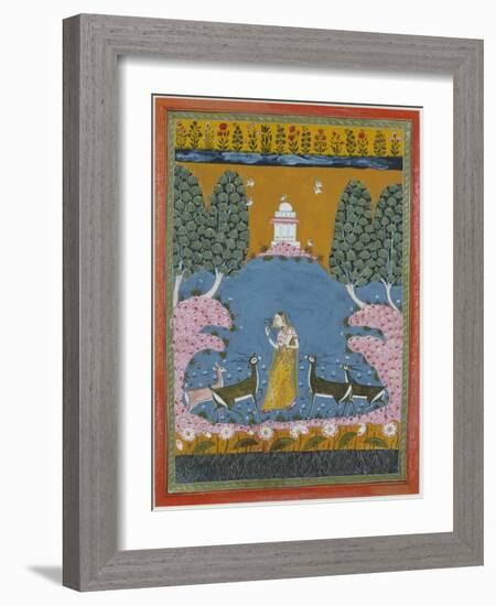 Todi Ragini Playing the Vina to Four Deer-null-Framed Giclee Print