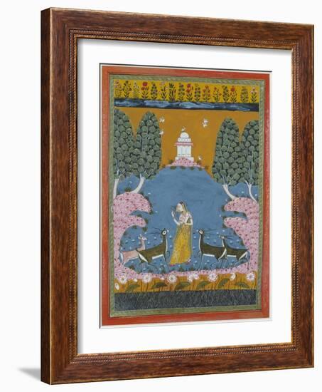 Todi Ragini Playing the Vina to Four Deer-null-Framed Giclee Print