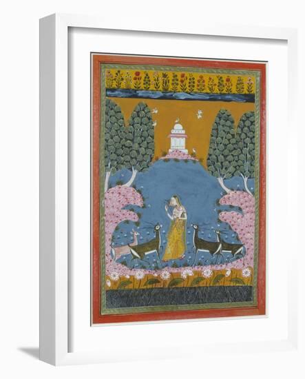 Todi Ragini Playing the Vina to Four Deer-null-Framed Giclee Print