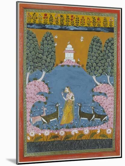 Todi Ragini Playing the Vina to Four Deer-null-Mounted Giclee Print