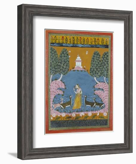 Todi Ragini Playing the Vina to Four Deer-null-Framed Giclee Print