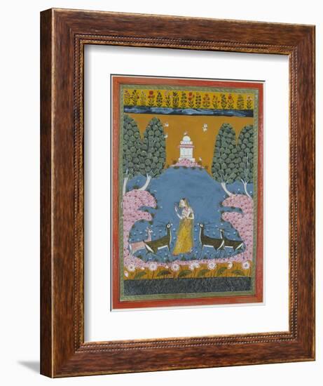 Todi Ragini Playing the Vina to Four Deer-null-Framed Giclee Print