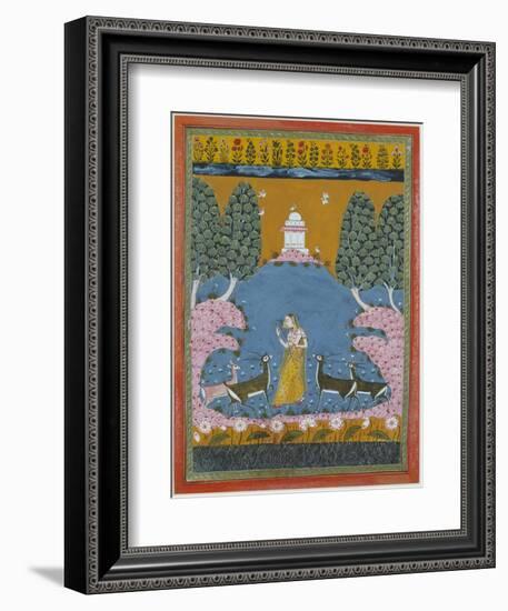 Todi Ragini Playing the Vina to Four Deer-null-Framed Giclee Print