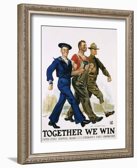 Together We Win Poster-James Montgomery Flagg-Framed Giclee Print