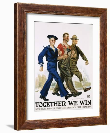 Together We Win Poster-James Montgomery Flagg-Framed Giclee Print