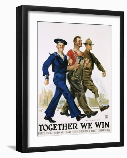 Together We Win Poster-James Montgomery Flagg-Framed Giclee Print