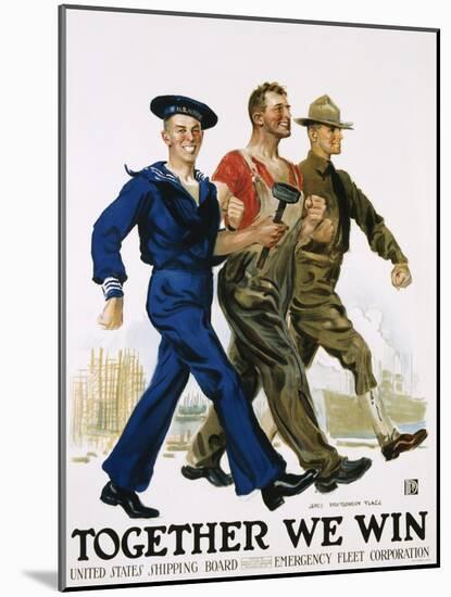 Together We Win Poster-James Montgomery Flagg-Mounted Giclee Print