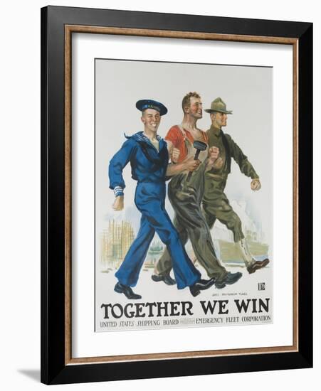 Together We Win Poster-James Montgomery Flagg-Framed Giclee Print