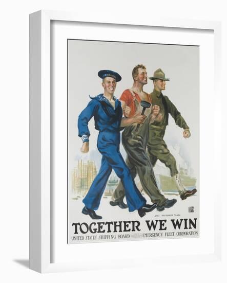 Together We Win Poster-James Montgomery Flagg-Framed Giclee Print