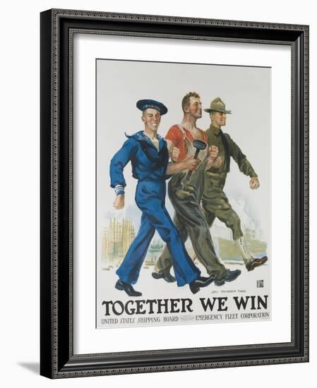 Together We Win Poster-James Montgomery Flagg-Framed Giclee Print