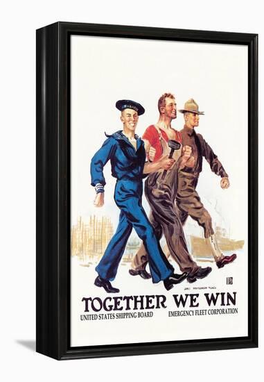 Together We Win-James Montgomery Flagg-Framed Stretched Canvas