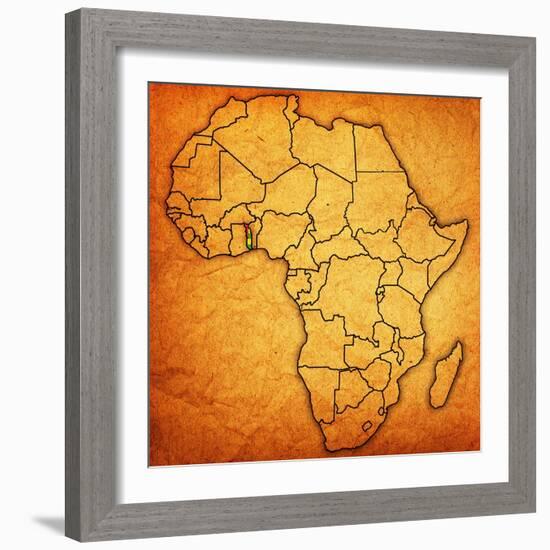 Togo on Actual Map of Africa-michal812-Framed Art Print