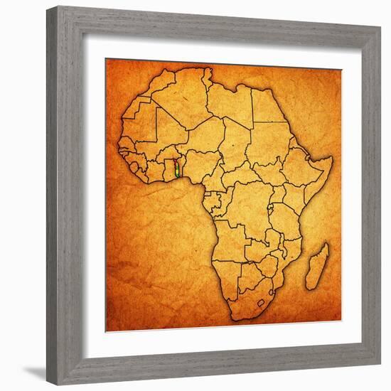 Togo on Actual Map of Africa-michal812-Framed Premium Giclee Print