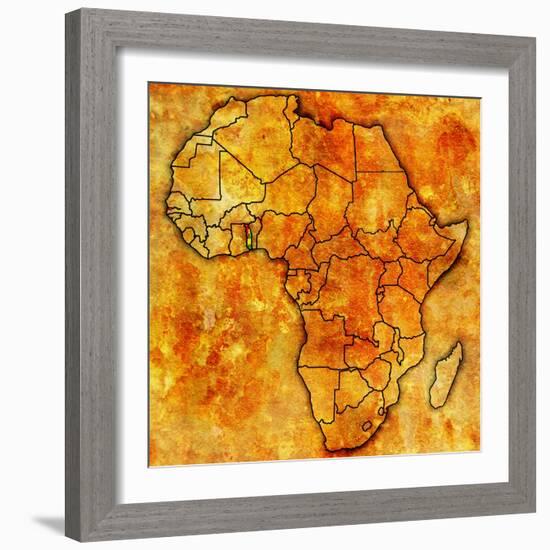 Togo on Actual Map of Africa-michal812-Framed Art Print